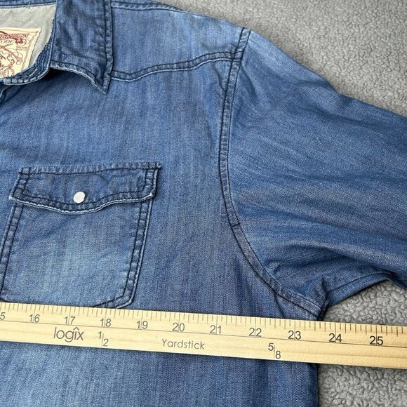 Sovereign Code Shirt Mens 2XL Denim Pearl Snap Western Cowboy Work Rodeo Outdoor - Picture 12 of 16